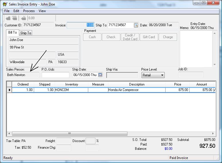 Salesman Commission - EBMS Accounting Software